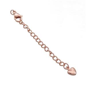 Copper Necklace Extender Chain Heart Rose Gold, approx 50mm length [FN37126]
