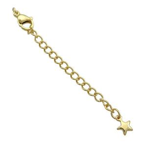 Copper Necklace Extender Chain Star Gold Plated, approx 50mm length [FN37132]