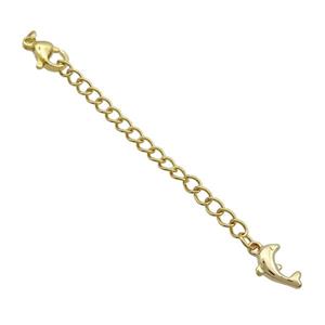 Copper Necklace Extender Chain Dolphin Gold Plated, approx 50mm length [FN37138]