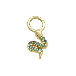 Copper Snake Pendant Charms Pave Zircon Gold Plated, approx 5mm, 3mm hole [FN37162]