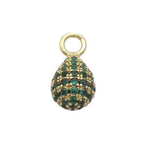 Copper Teardrop Pendant Pave Green Zircon Gold Plated, approx 8-10mm, 3mm hole [FN37168]