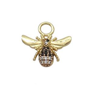 Copper Honeybee Pendant Pave Zircon Gold Plated, approx 10-14mm, 3mm hole [FN37169]