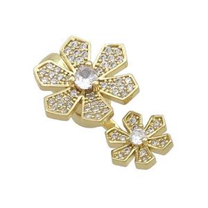 Copper Magnetic Clasp Pave Zircon Flower Gold Plated, approx 10mm, 16mm, 25mm [FN37180]