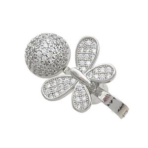 Copper Magnetic Clasp Pave Zircon Butterfly Platinum Plated, approx 10mm, 10-16mm, 28mm [FN37181]