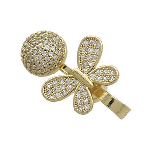 Copper Magnetic Clasp Pave Zircon Butterfly Gold Plated, approx 10mm, 10-16mm, 28mm [FN37182]