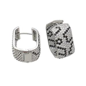 Copper Latchback Earrings Pave Zircon Platinum Plated, approx 15-20mm [FN37199]