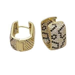 Copper Latchback Earrings Pave Zircon Gold Plated, approx 15-20mm [FN37200]