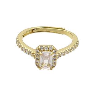 Copper Rings Pave Zircon Adjustable Gold Plated, approx 4-6mm, 18mm dia [FN37213]