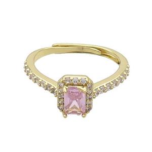Copper Rings Pave Zircon Adjustable Gold Plated, approx 4-6mm, 18mm dia [FN37214]