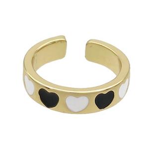 Copper Rings Enamel Heart Gold Plated, approx 5mm, 18mm dia [FN37238]
