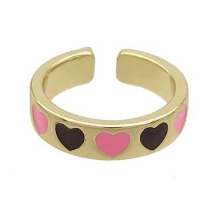 Copper Rings Enamel Heart Gold Plated, approx 5mm, 18mm dia [FN37239]