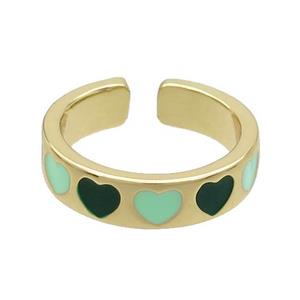 Copper Rings Enamel Heart Gold Plated, approx 5mm, 18mm dia [FN37240]