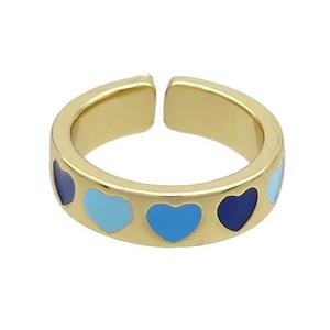 Copper Rings Enamel Heart Gold Plated, approx 5mm, 18mm dia [FN37241]