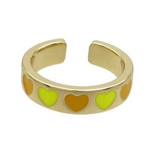 Copper Rings Enamel Heart Gold Plated, approx 5mm, 18mm dia [FN37242]