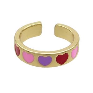 Copper Rings Enamel Heart Gold Plated, approx 5mm, 18mm dia [FN37243]