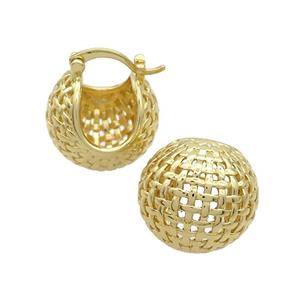 Copper Latchback Earrings Hollow Gold Plated, approx 20mm [FN37248]