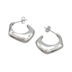 Copper Stud Earrings Platinum Plated, approx 22-25mm [FN37254]