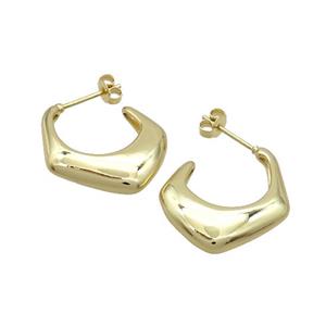 Copper Stud Earrings Gold Plated, approx 22-25mm [FN37255]