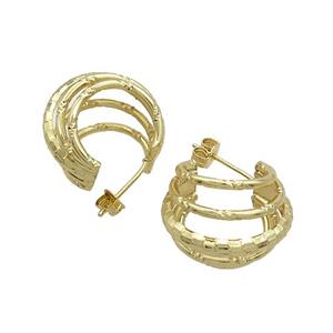 Copper Stud Earrings Gold Plated, approx 16-19mm [FN37258]