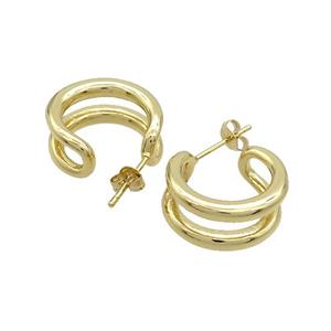 Copper Stud Earrings Gold Plated, approx 18mm [FN37259]