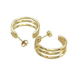 Copper Stud Earrings Gold Plated, approx 25mm [FN37261]