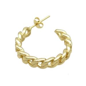 Copper Stud Earrings Gold Plated, approx 24mm [FN37269]