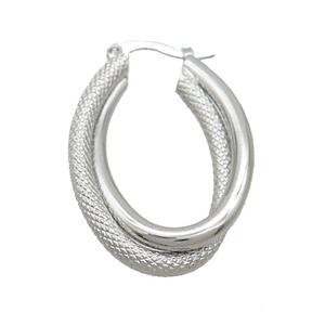 Copper Latchback Earrings Oval Platinum Plated, approx 22-35mm [FN37273]