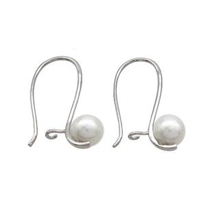 Copper Hook Earrings Pave Pearlized Resin Platinum Plated, approx 8mm, 14-28mm [FN37281]