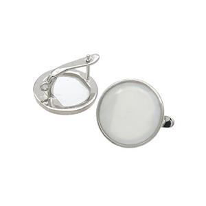 Copper Latchback Earrings Pave Shell Platinum Plated, approx 17.5mm [FN37283]