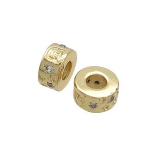 Copper Rondelle Spacer Beads Pave Zircon Gold Plated, approx 6mm [FN37287]