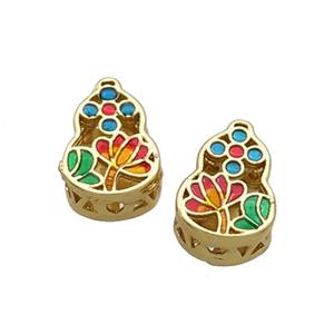 Copper Gourd Beads Multicolor Cloisonne Gold Plated, approx 7.5-11mm [FN37288]