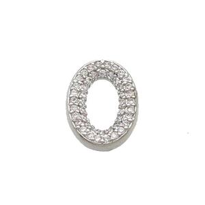 Copper Oval Connector Pave Zircon Platinum Plated, approx 9-12.5mm [FN37289]