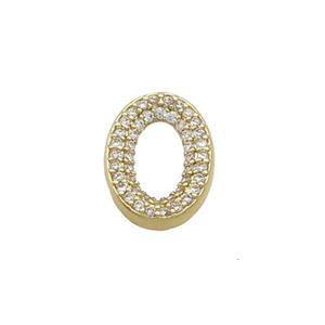 Copper Oval Connector Pave Zircon Gold Plated, approx 9-12.5mm [FN37290]