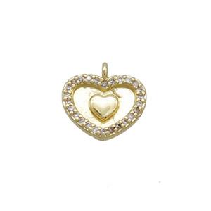 Copper Heart Pendant Pave Zircon Gold Plated, approx 10-11.5mm [FN37296]