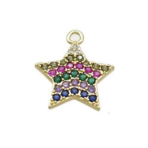 Copper Star Pendant Pave Zircon Multicolor Gold Plated, approx 15mm [FN37297]