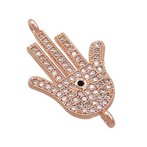 Copper Hamsahand Connector Pave Zircon Rose Gold, approx 18-22mm [FN37303]