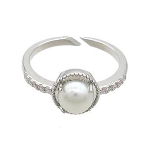 Copper Rings Pave Zircon Pearlized Resin Platinum Plated, approx 7mm, 18mm dia [FN37310]