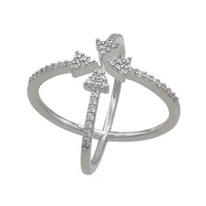Copper Pendant Pave Zircon Arrowhead Platinum Plated, approx 20mm, 18mm dia [FN37312]