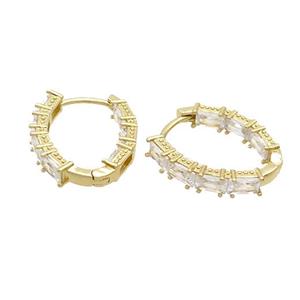 Copper Latchback Earrings Pave Zircon Gold Plated, approx 18-21mm [FN37380]