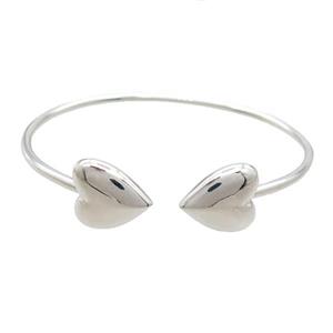 Copper Bangle Heart Platinum Plated, approx 15-17mm, 50-60mm dia [FN37437]