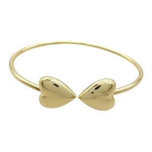 Copper Bangle Heart Gold Plated, approx 15-17mm, 50-60mm dia [FN37438]