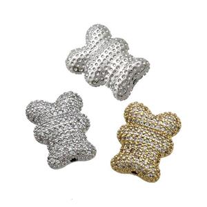 Copper Bear Beads Pave Zircon Mixed, approx 12.5-16.5mm [FN37446]