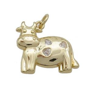 Copper Bull Pendant Pave Zircon Gold Plated, approx 17-20mm [FN37447]