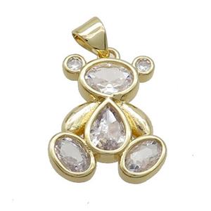 Copper Bear Pendant Pave Zircon Gold Plated, approx 16-20mm [FN37451]