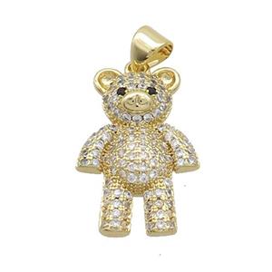 Copper Bear Pendant Pave Zircon Gold Plated, approx 14-21mm [FN37454]
