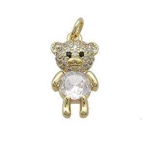 Copper Bear Pendant Pave Zircon Gold Plated, approx 9-16.5mm [FN37456]