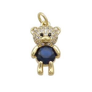 Copper Bear Pendant Pave Zircon Gold Plated, approx 9-16.5mm [FN37457]