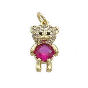 Copper Bear Pendant Pave Zircon Gold Plated, approx 9-16.5mm [FN37458]