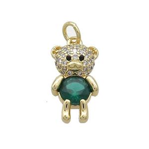 Copper Bear Pendant Pave Zircon Gold Plated, approx 9-16.5mm [FN37459]