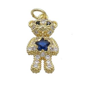 Copper Bear Pendant Pave Zircon Gold Plated, approx 9-18mm [FN37461]